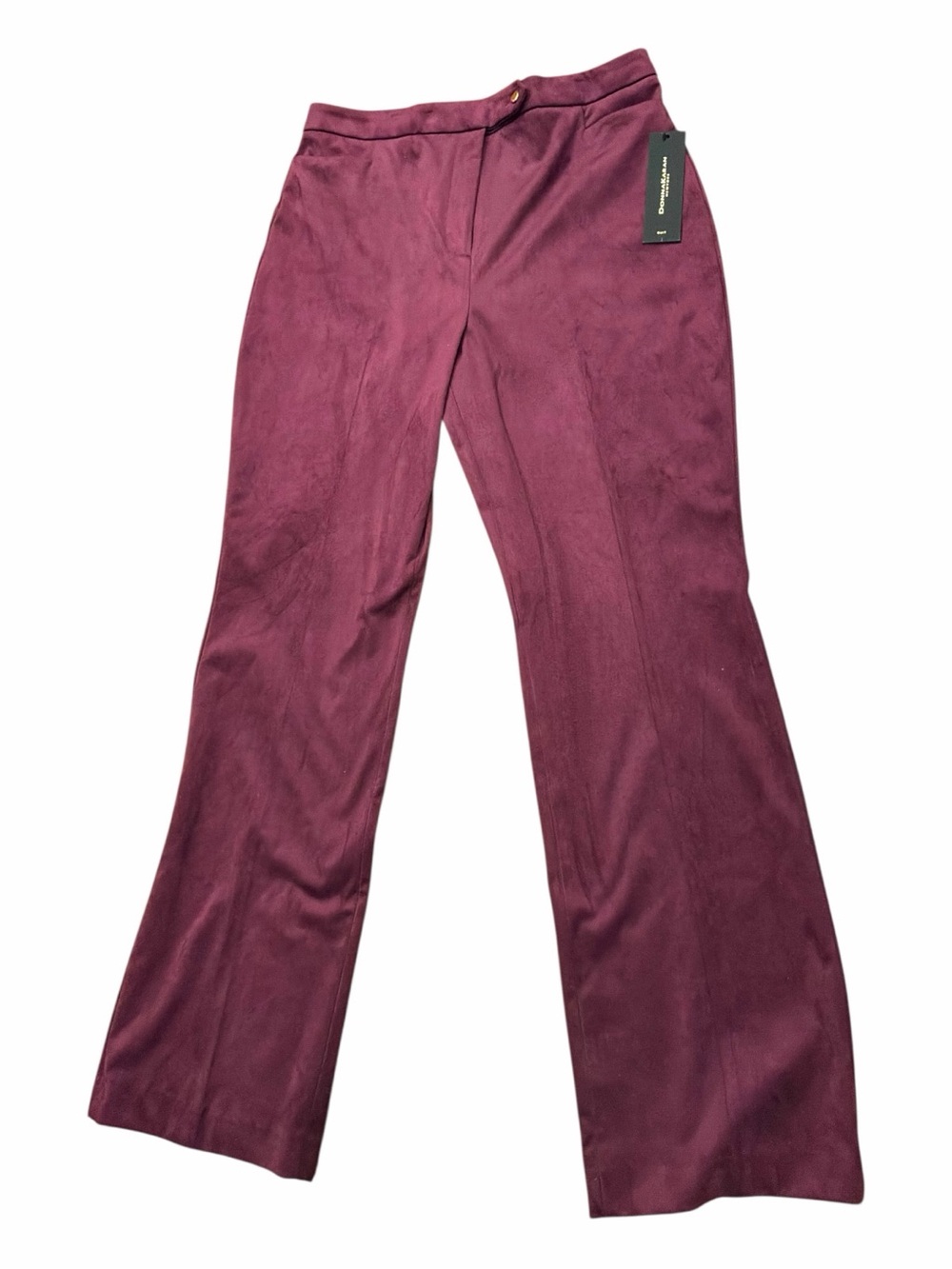 Donna Karan Burgundy Wide Leg Suede Pants, NWT